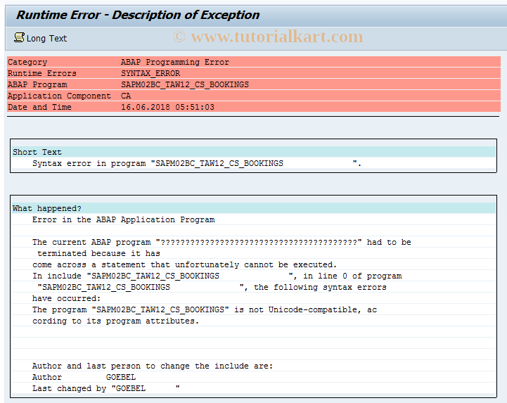 SAP TCode BC_TAW12_02 - Bookings in TAW12, Group 02