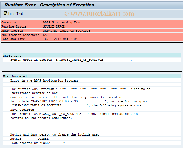 SAP TCode BC_TAW12_03 - Bookings in TAW12, Group 03