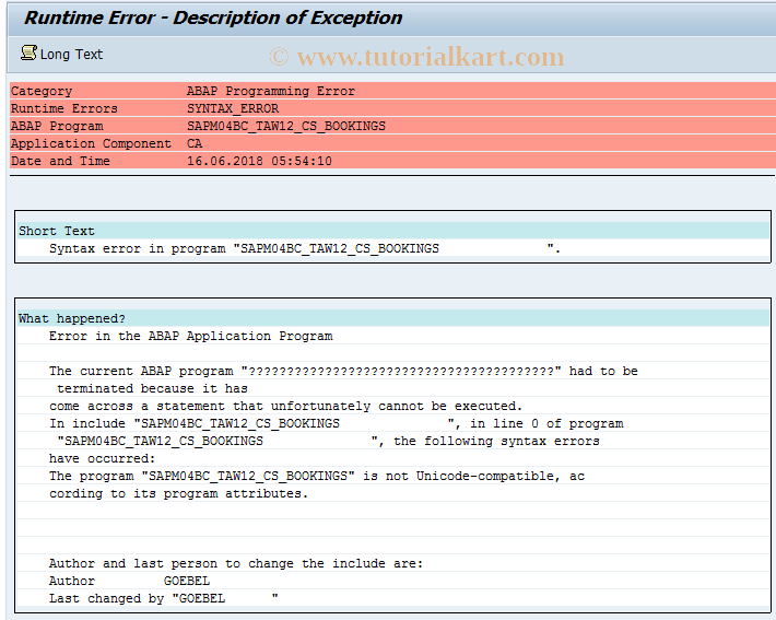 SAP TCode BC_TAW12_04 - Bookings in TAW12, Group 04