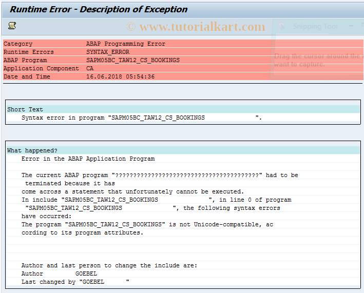 SAP TCode BC_TAW12_05 - Bookings in TAW12, Group 05