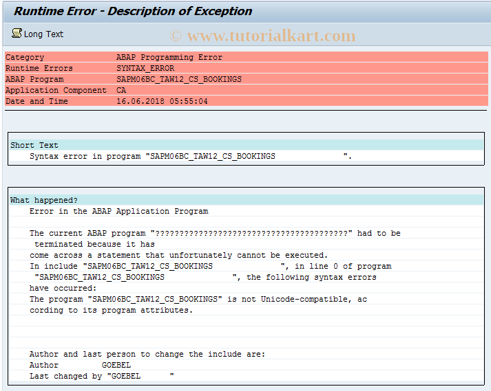 SAP TCode BC_TAW12_06 - Bookings in TAW12, Group 06