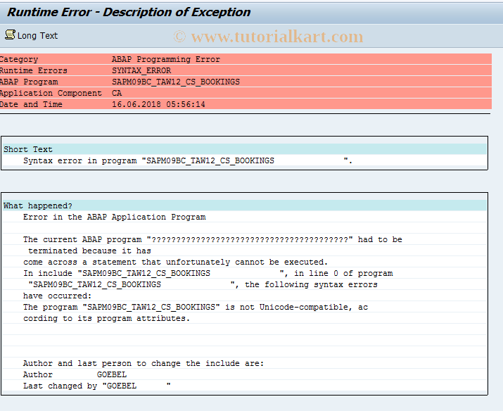 SAP TCode BC_TAW12_09 - Bookings in TAW12, Group 09