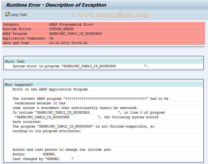 SAP TCode BC_TAW12_10 - Bookings in TAW12, Group 10