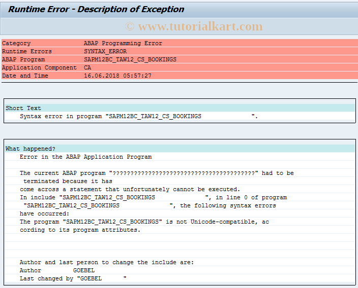 SAP TCode BC_TAW12_12 - Bookings in TAW12, Group 12