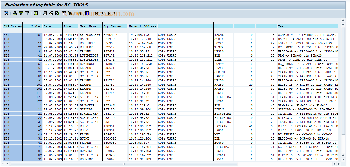 SAP TCode BC_TOOLS_LOG_DISPLAY - Display BC_TOOLS logs