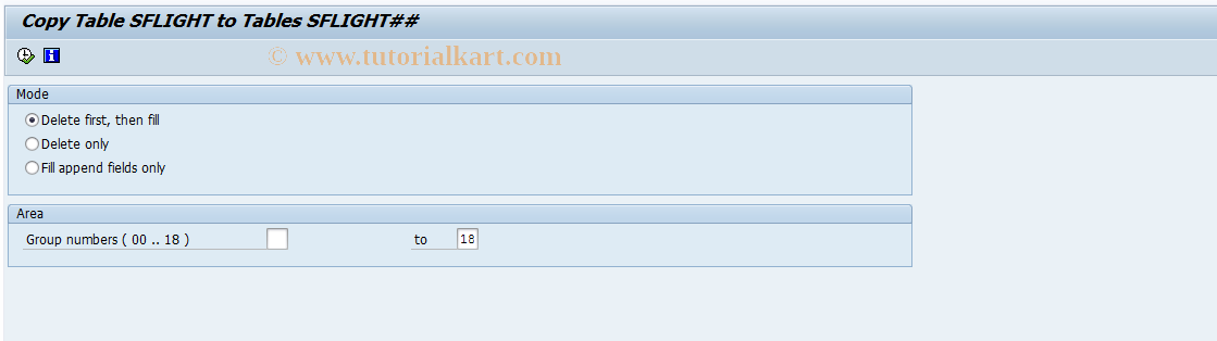 SAP TCode BC_TOOLS_TABLE_COPY - Copy SFLIGHT to SFLIGHT##