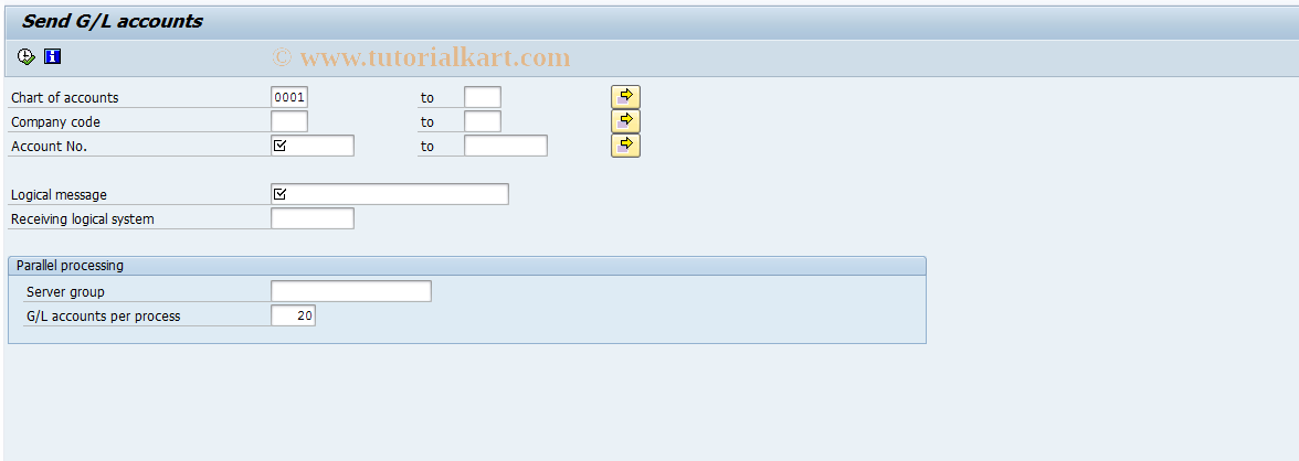 SAP TCode BD18 - Send General Ledger Account