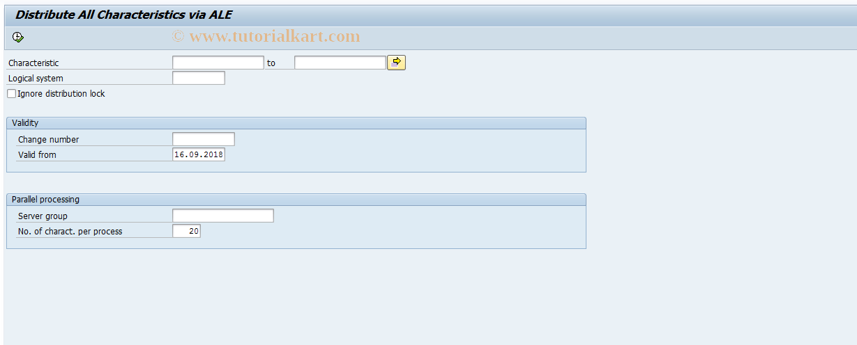 SAP TCode BD91 - Send Characteristic