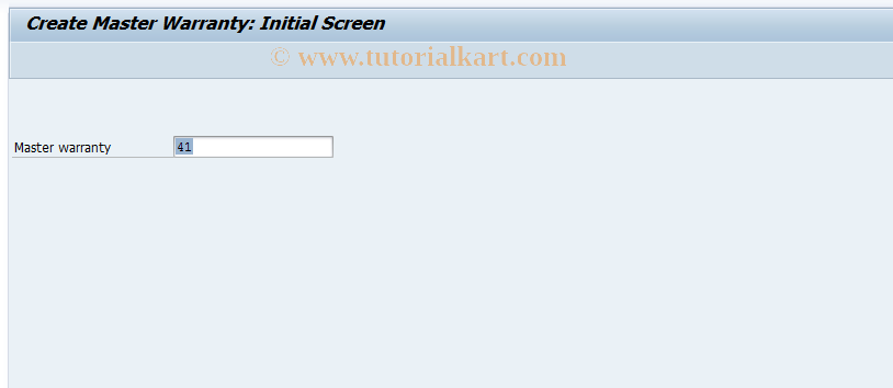 SAP TCode BGM1 - Create Master Warranty