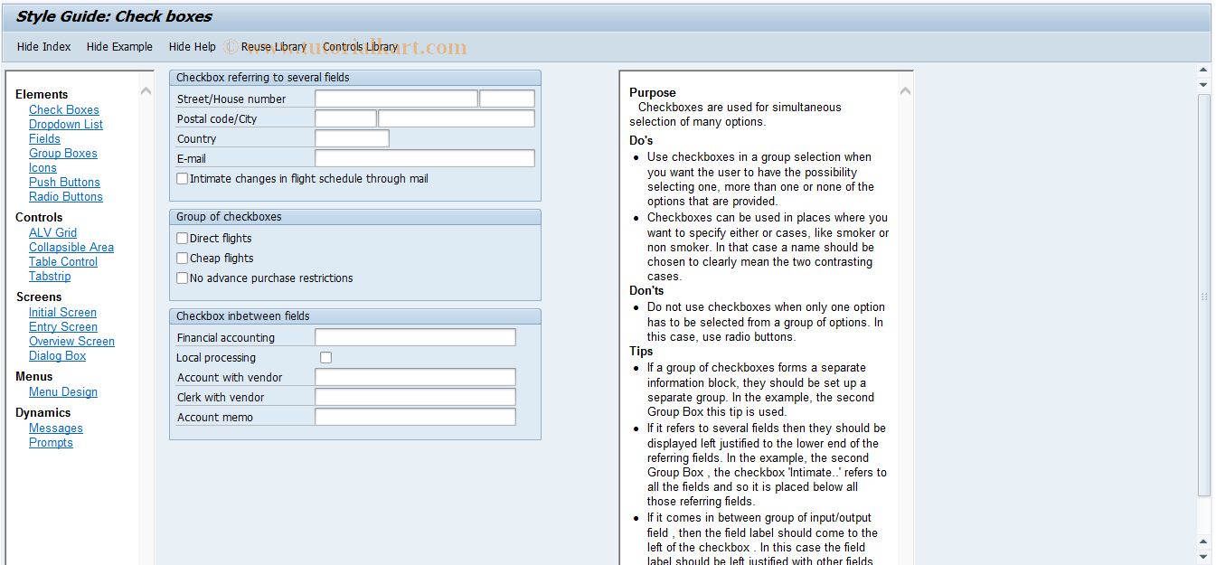 SAP TCode BIBS - Examples of User Interface Design