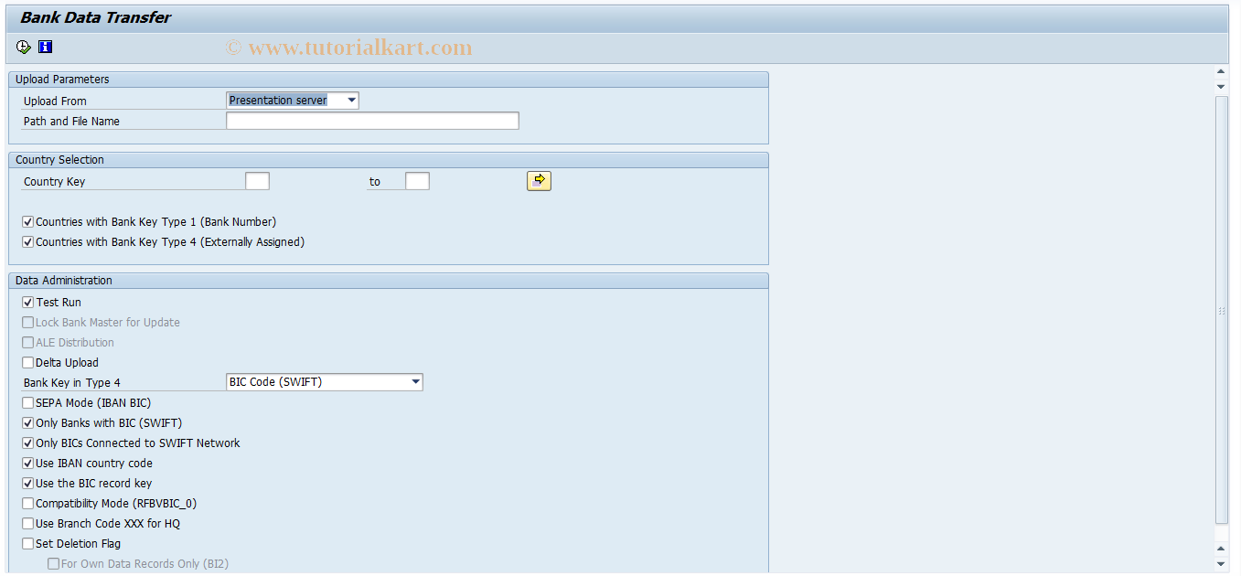 SAP TCode BIC2 - Transfer BIC Data