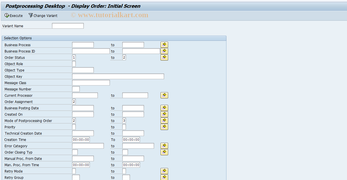 SAP TCode BKK_PPO_DISPLAY - Edit Post-Processing Order