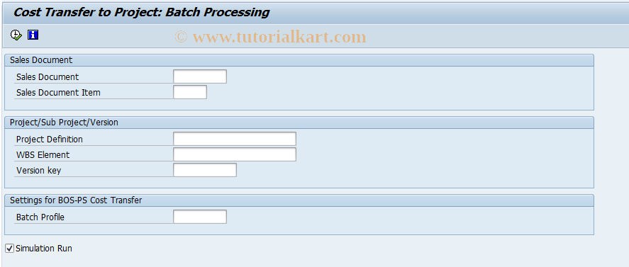 SAP TCode BOSPS02 - BOSPS Batch Processing