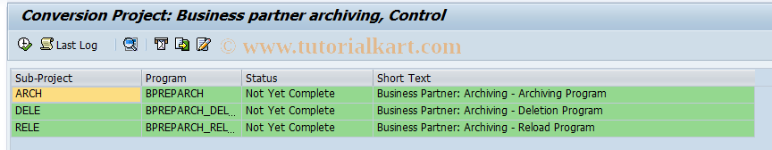 SAP TCode BPAR_ARCH - Business Partner: Conversion to CBP