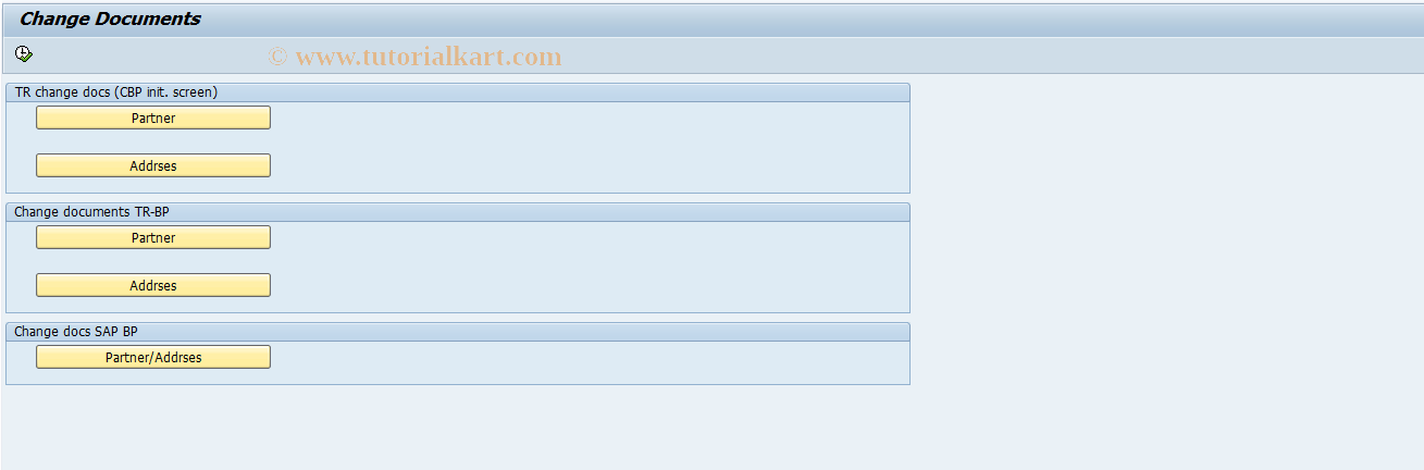 SAP TCode BPCA - Partner:Change Documents - Addresses