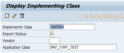 SAP TCode BRFIMC03 - BRF: Display Impl. Class