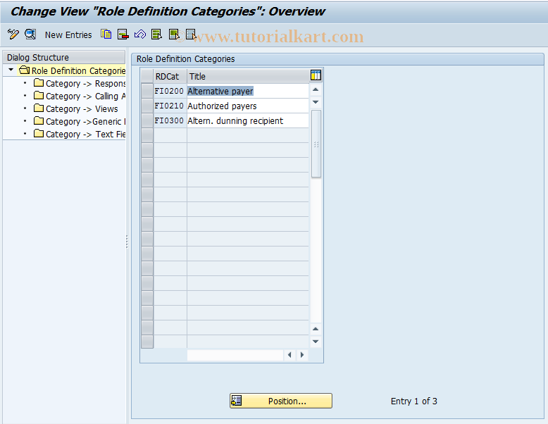 SAP TCode BUBB - BuPR: Role definition category