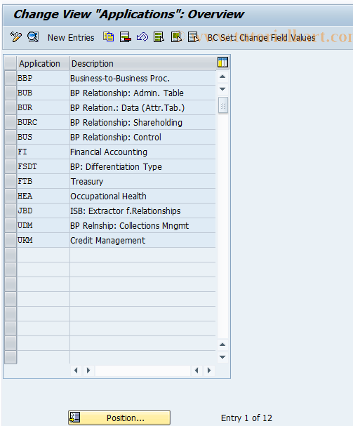 SAP TCode BUBD - BuPR: Applications