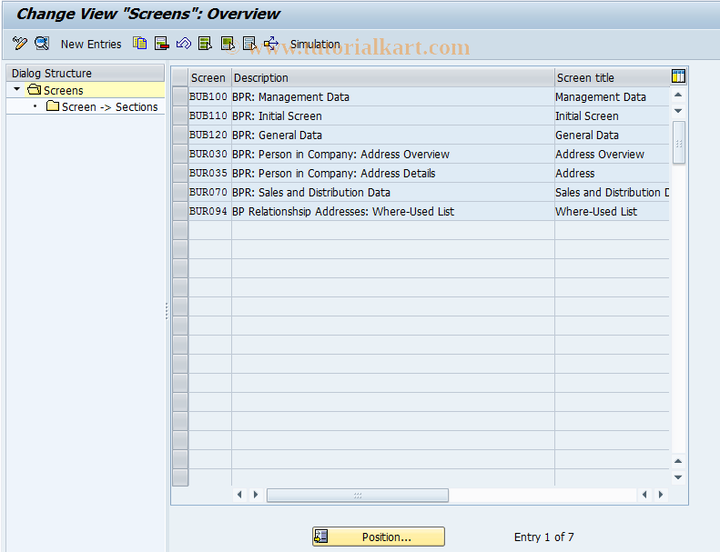 SAP TCode BUBG - BuPR: Screens