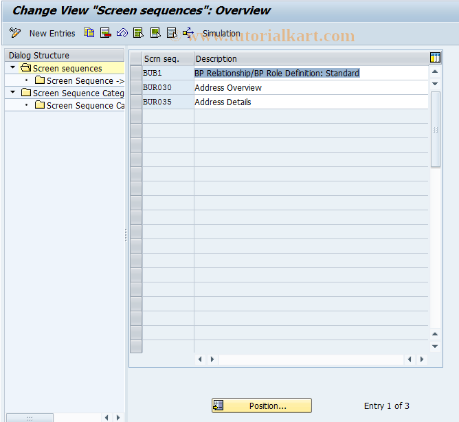 SAP TCode BUBH - BuPR: Screen Sequence Variants