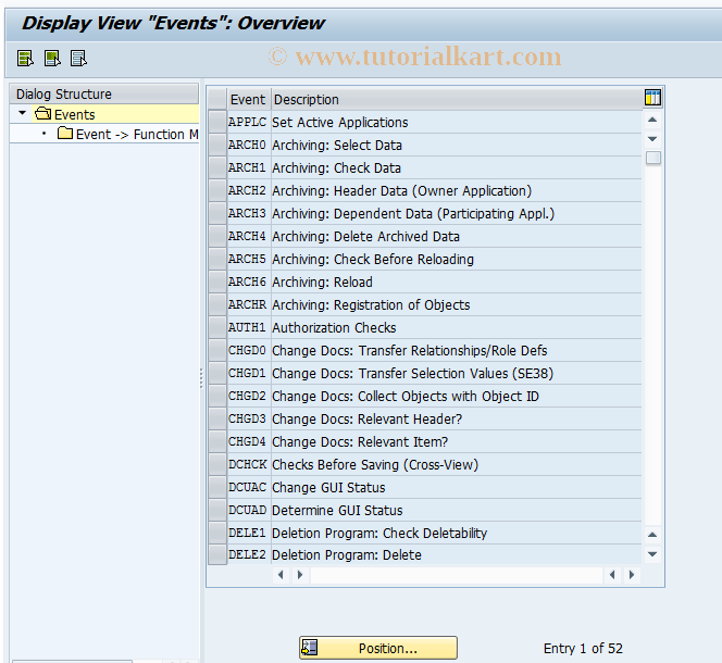 SAP TCode BUBI - BuPR: Events