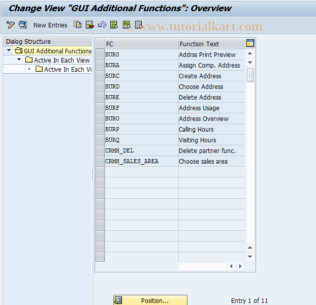 SAP TCode BUBK - BuPR: GUI Additonal Functions