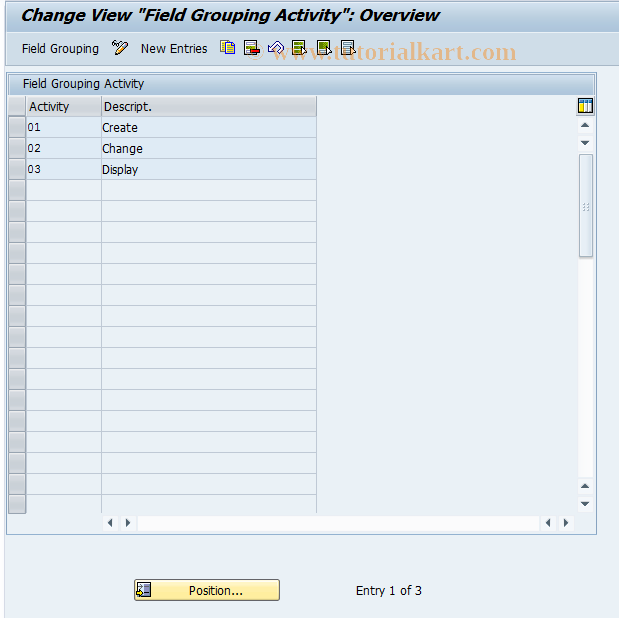 SAP TCode BUBR - BP: Field Group g Via Activity (Cust)