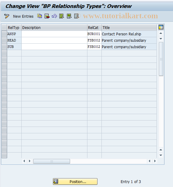 SAP TCode BUBU - BP: Relationship Types