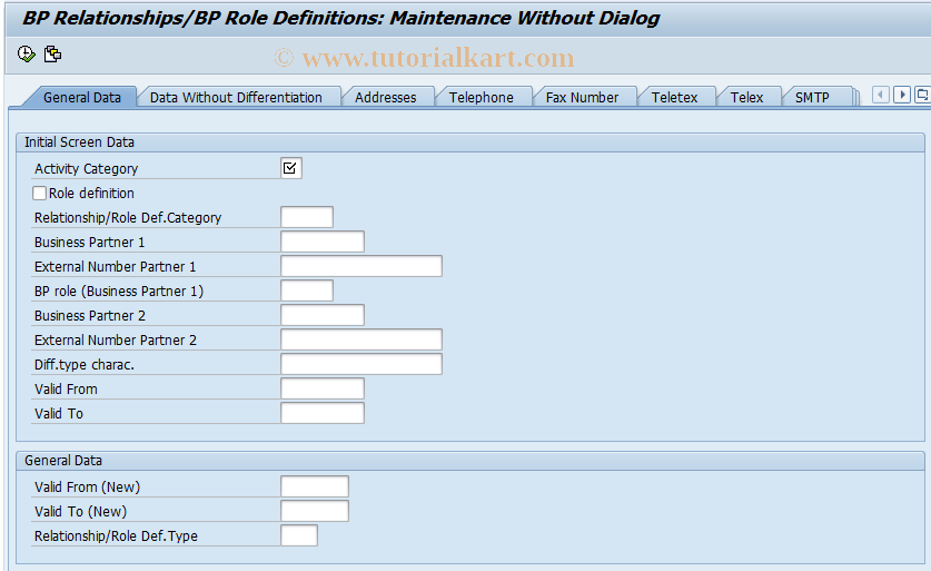 SAP TCode BUBV - BP: Maintenance Without Dialog