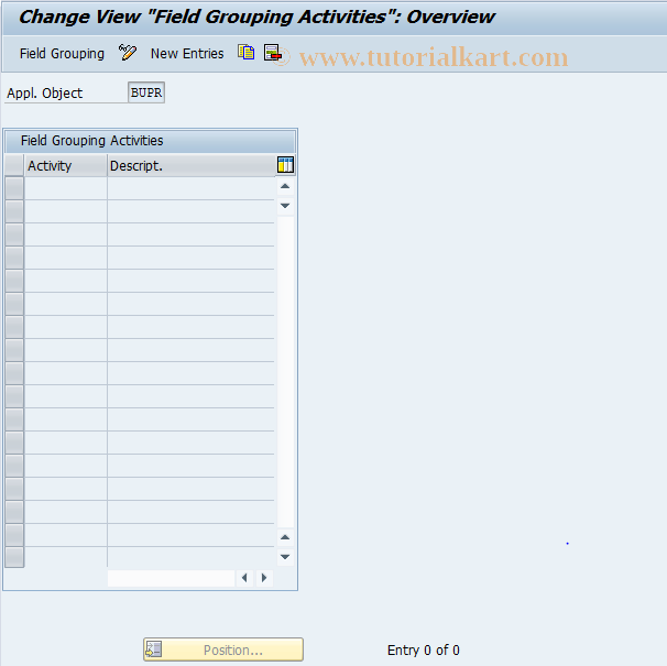 SAP TCode BUBY - BP: Field Group g via Activity (Ctrl)