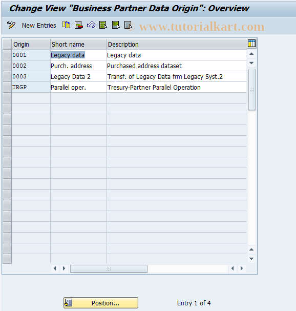 SAP TCode BUC3 - BP Cust: Data Origin