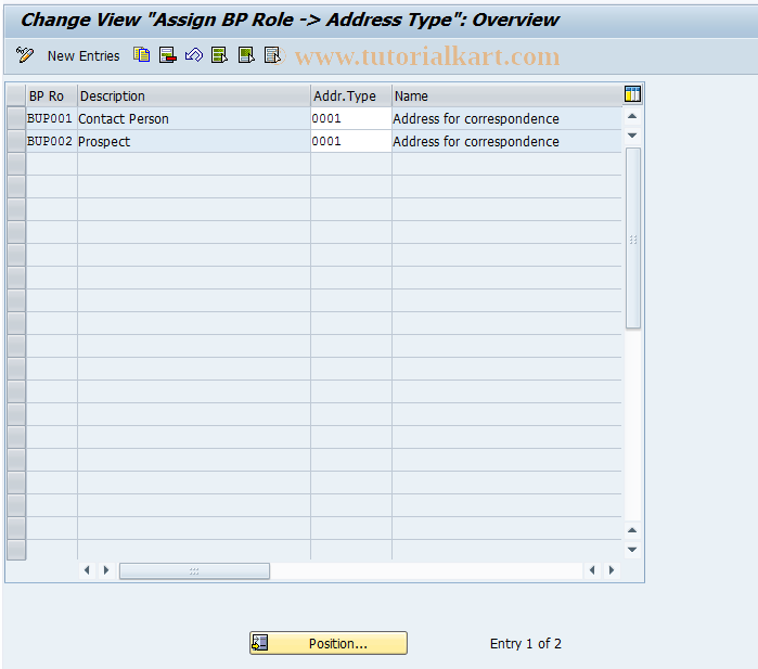SAP TCode BUC4 - BP Cust: BP Role->Address Type
