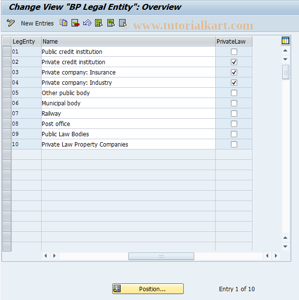 SAP TCode BUC9 - BP Cust: Legal Entity Organization