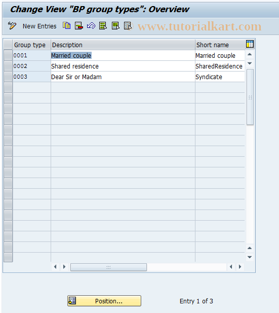 SAP TCode BUCC - BP Cust: Group Types