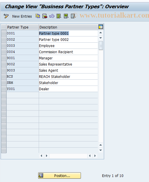 SAP TCode BUCD - BP Cust: Business Partner Type