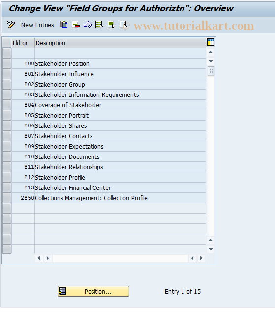 SAP TCode BUCN - BP Customer : Field Groups for Authorization