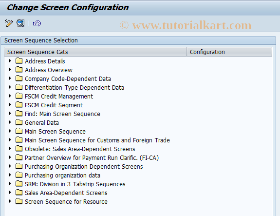 SAP TCode BUCO - BP-Cust: Screen Configuration