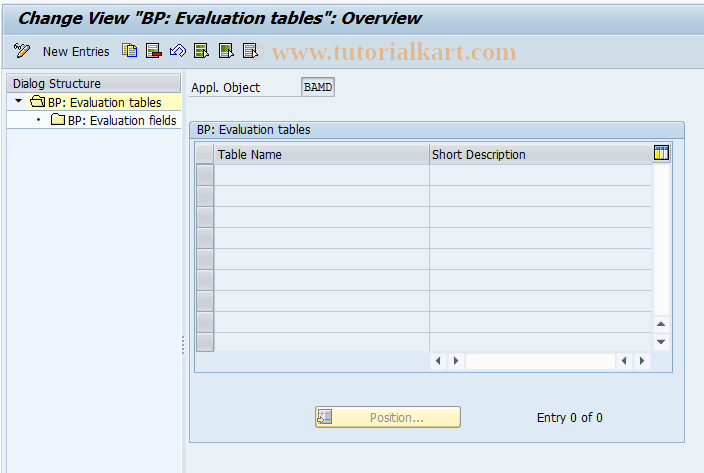 SAP TCode BUCQ - BP-Cust: Evaluation Tables