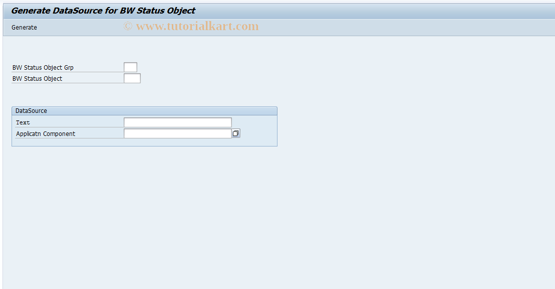 SAP TCode BUPABWST - Gen. DataSource for BW Status Obj.