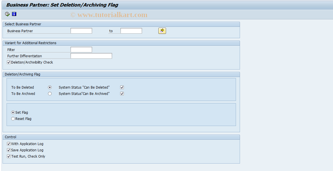 SAP TCode BUPA_PRE_DA - Flag Business Partner for Deletion