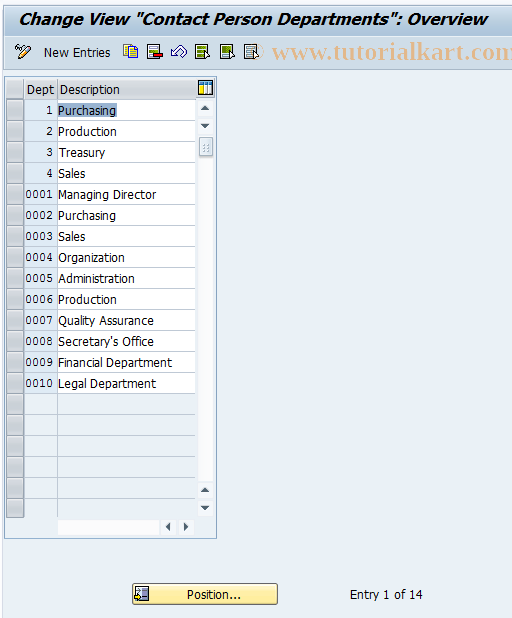 SAP TCode BUR0 - BuPR: Contact Person Departments