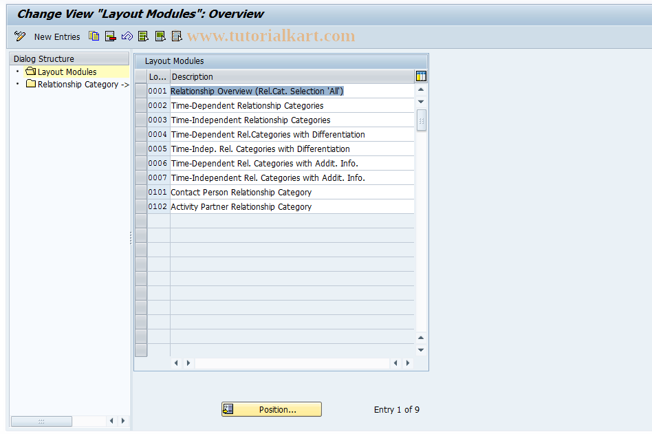 SAP TCode BURC_LAYOUT - Custom. Relative Category -> Log. Group