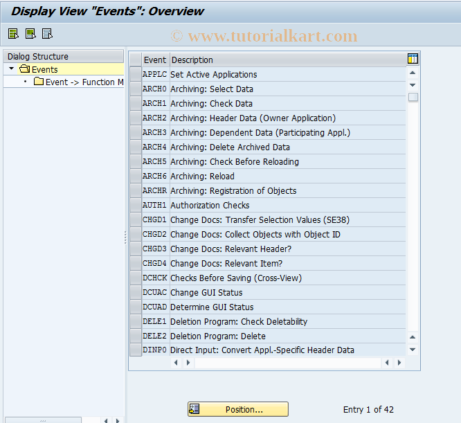 SAP TCode BUS7 - BDT: Events