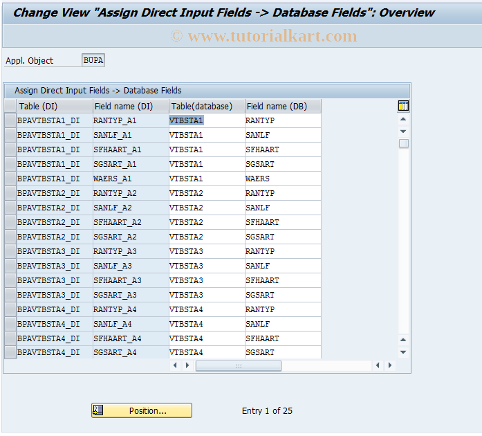 SAP TCode BUSB_DI - BDT: Assign DI Field->DB Field