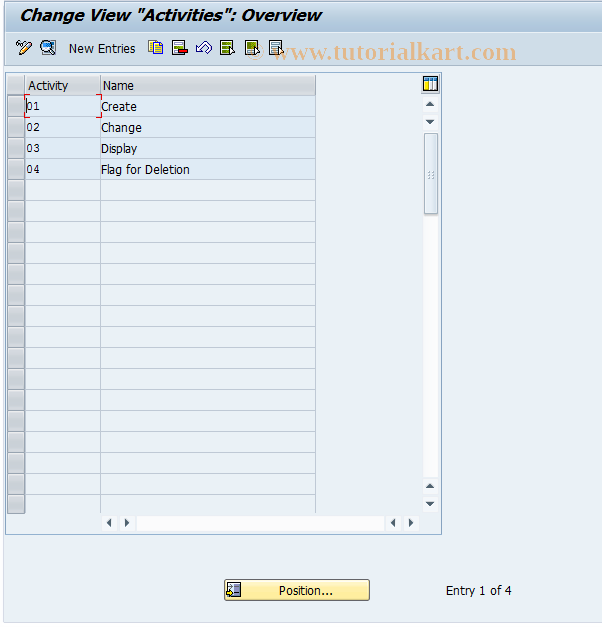 SAP TCode BUSI - BDT: Activities