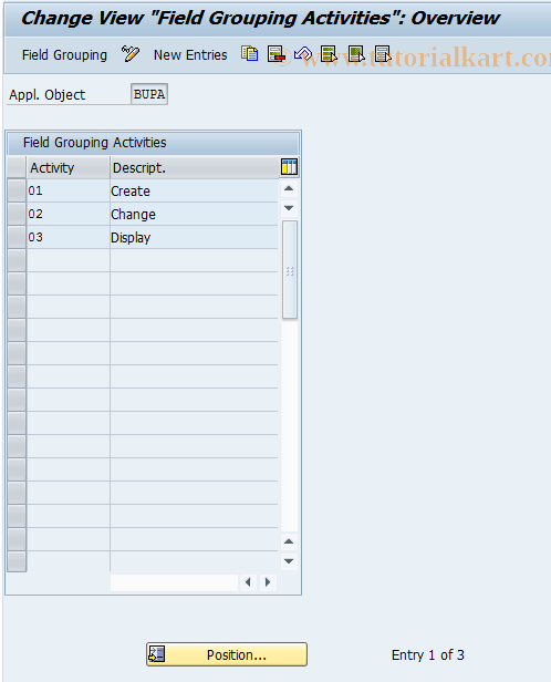 SAP TCode BUSJ - BP Control: FuncMod. Activity (Ctrl)