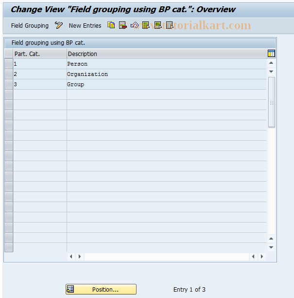 SAP TCode BUSO - BP Cust: BP Category  Field Grouping