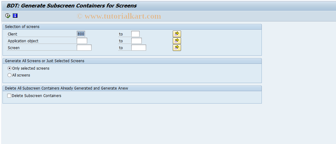 SAP TCode BUSP - Generate Screen Containers