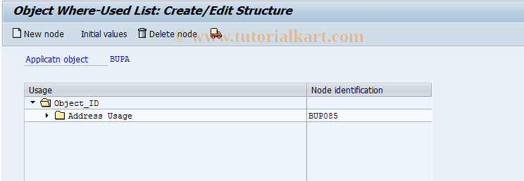 SAP TCode BUSWU01 - BP Control: Where-Used List, Struct.