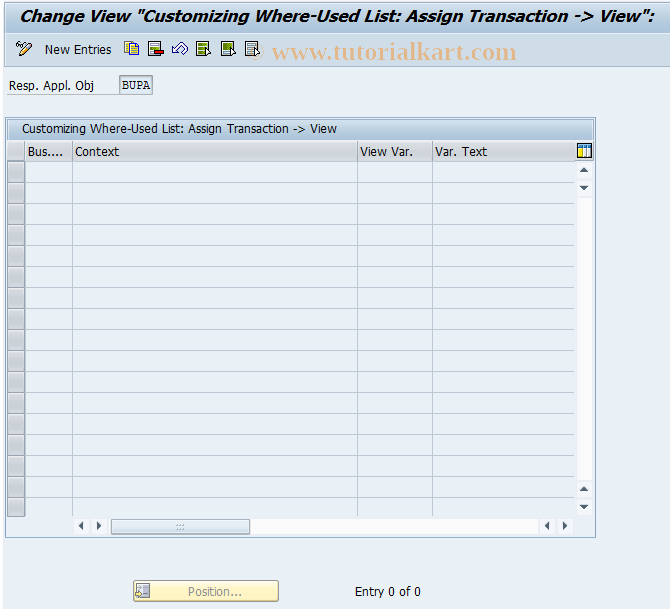 SAP TCode BUSWU04 - BP Control: Where-UL, Trans->View